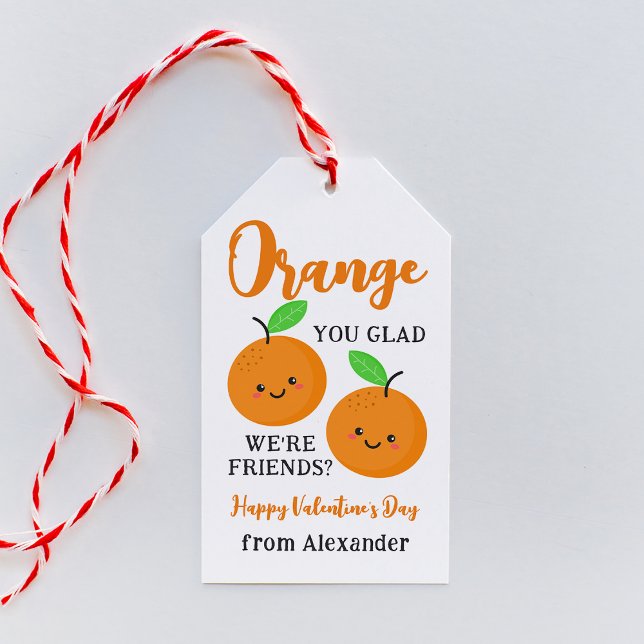 Orange Cuties Classroom Valentine Day Presentetikett (Skapare uppladdad)