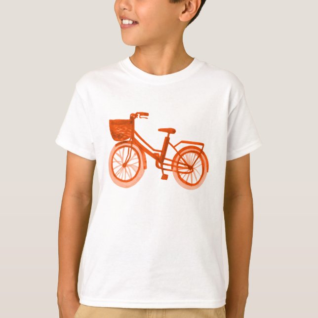 Orange cykel för vattenfärg t shirt (Framsida)
