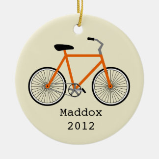 Orange cykelpersonligprydnad julgransprydnad keramik