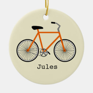 Orange cykelpersonligprydnad julgransprydnad keramik