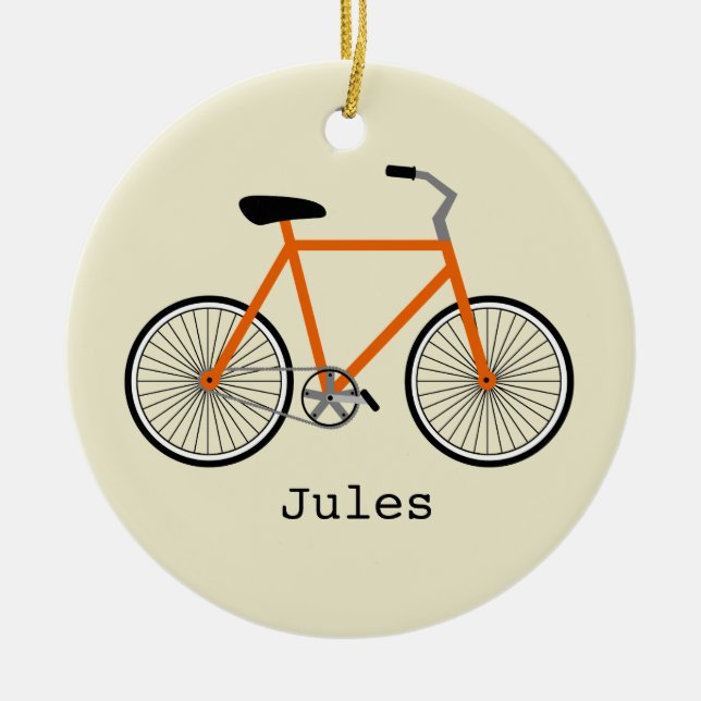 Orange cykelpersonligprydnad julgransprydnad keramik (Framsidan)