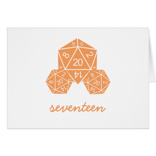 Orange D20-Bordsnummer Hälsningskort (Framsidan Horizontal)