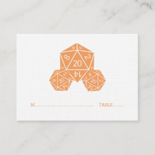 Orange D20-Bröllop-platskort Placeringskort