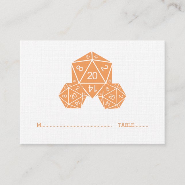 Orange D20-Bröllop-platskort Placeringskort (Framsida)