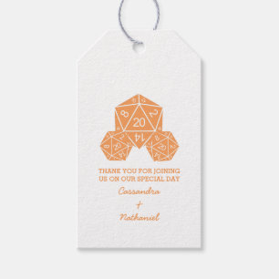 Orange D20 Dice Bröllop Gift-Märkre Presentetikett
