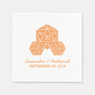 Orange D20 Dice Bröllop Pappra blöjor Pappersservett