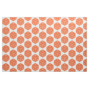 Orange D20 Dice Fabric Tyg
