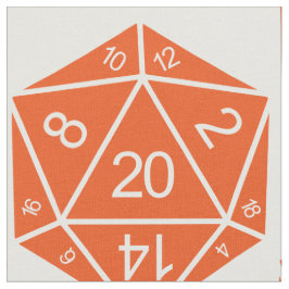 Orange D20 Dice Fabric Tyg