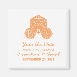 Orange D20 Dice Spara datum magneter