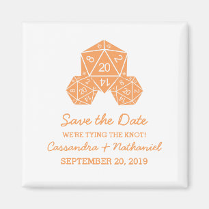 Orange D20 Dice Spara datum magneter