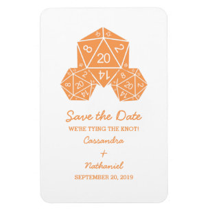 Orange D20 Dice Spara datum magneter