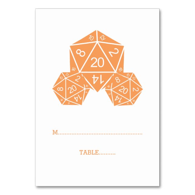 Orange D20-enhetskort Bordsnummer (Framsidan)