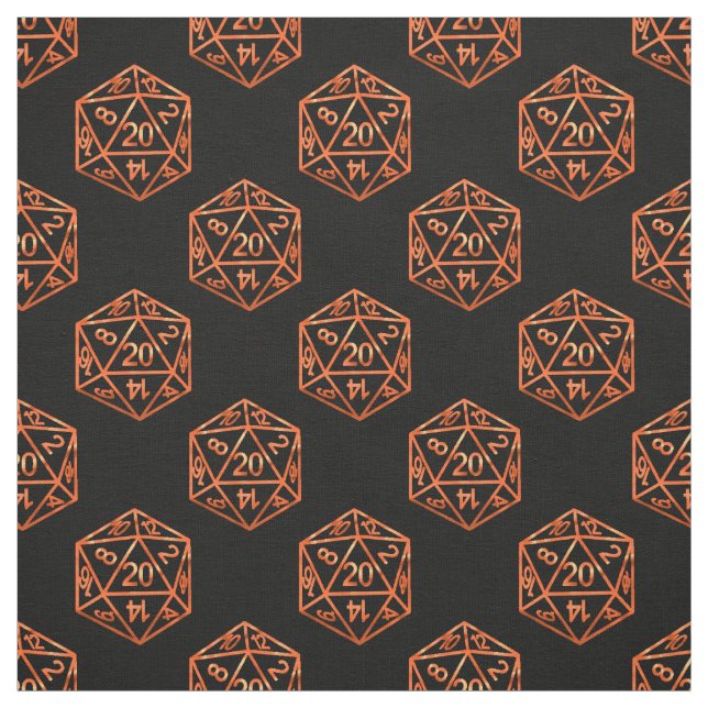 Orange D20 Mönster | RPG-enhet för spelarspelare Tyg (Provkarta)