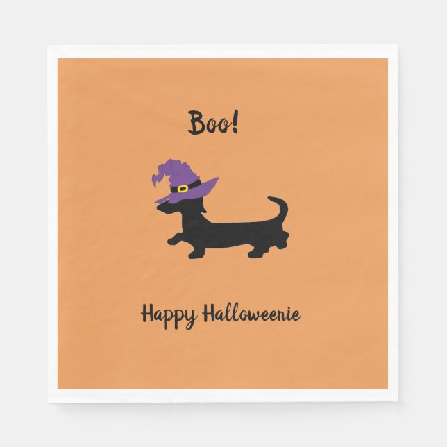 Orange Dachshund Halloween Papper Napkins Pappersservett (Framsidan)