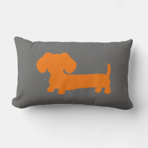 Orange Dachshund på Mörk Grått Lumbarkudde
