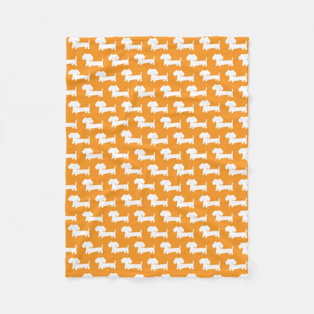 Orange Dachshund Puppy Wiener Hund Blanket Fleecefilt (Framsidan)