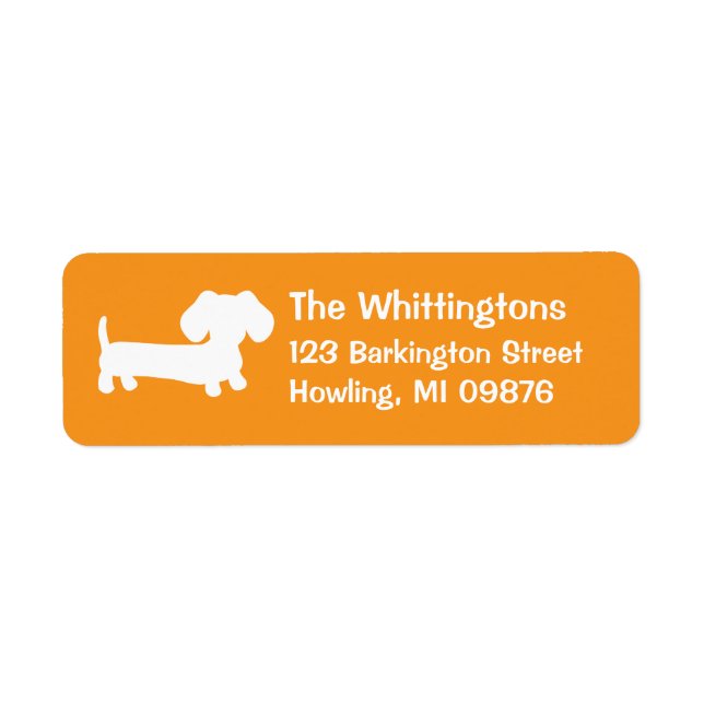 Orange Dachshund Returadressetiketter  Returadress Etikett (Framsidan)