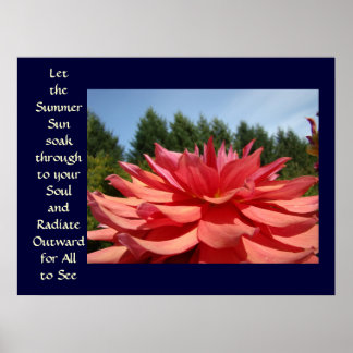 Orange Dahlia-blomman Art Skriv ut Sol Soul sommar Poster
