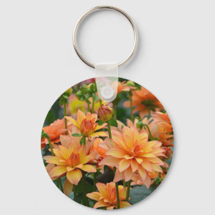 Orange Dahlia blomsterträdgård Nyckelring