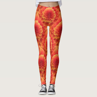 Orange Dahlia Leggings