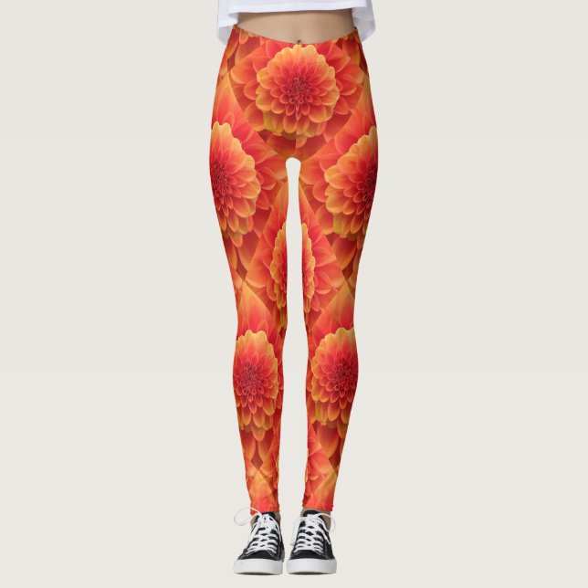 Orange Dahlia Leggings (Framsida)