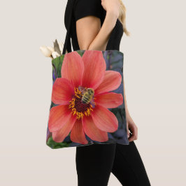 Orange Dahlia med luddig binblomma Tygkasse