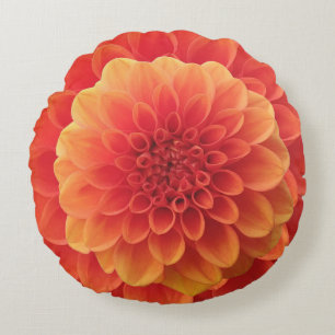 Orange Dahlia Rund Kudde