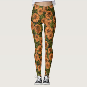 Orange Dahlia-trädgård Leggings