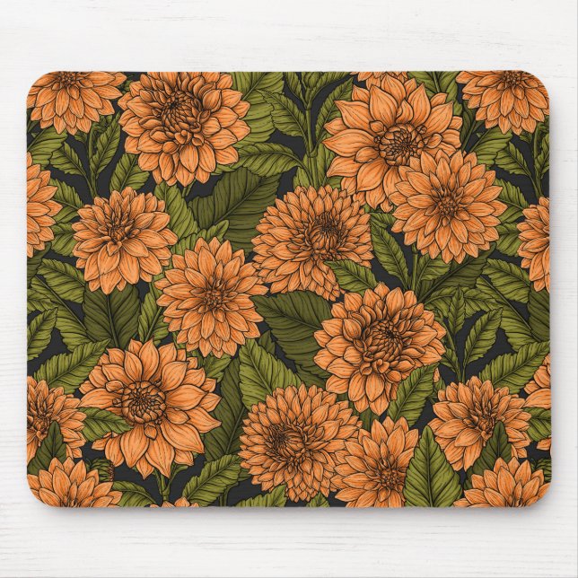 Orange Dahlia-trädgård Musmatta (Framsidan)