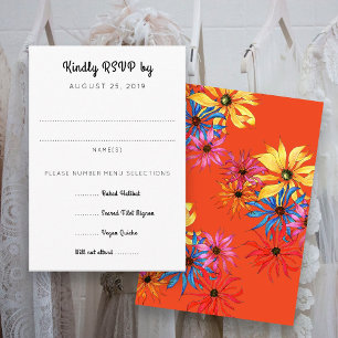 Orange Daisy Art RSVP med menybilaga OSA Kort