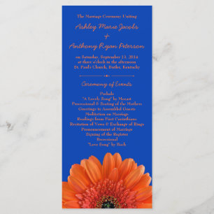 Orange Daisy Blå Bröllopsprogram Royal blomma Program