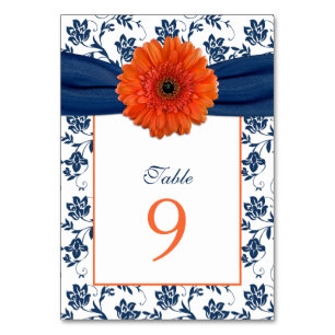 Orange Daisy Blåskaftsbälte Bröllop Bordsnummer
