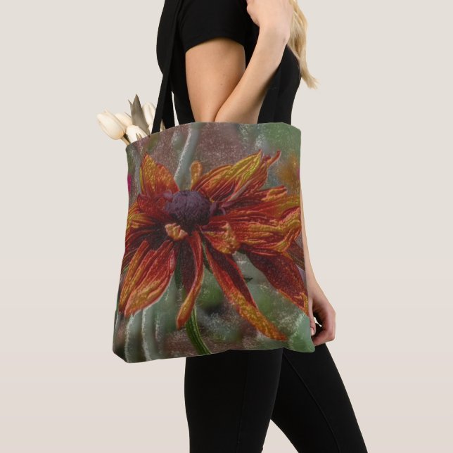 Orange Daisy Blommig Konst  Tygkasse (Närbild)