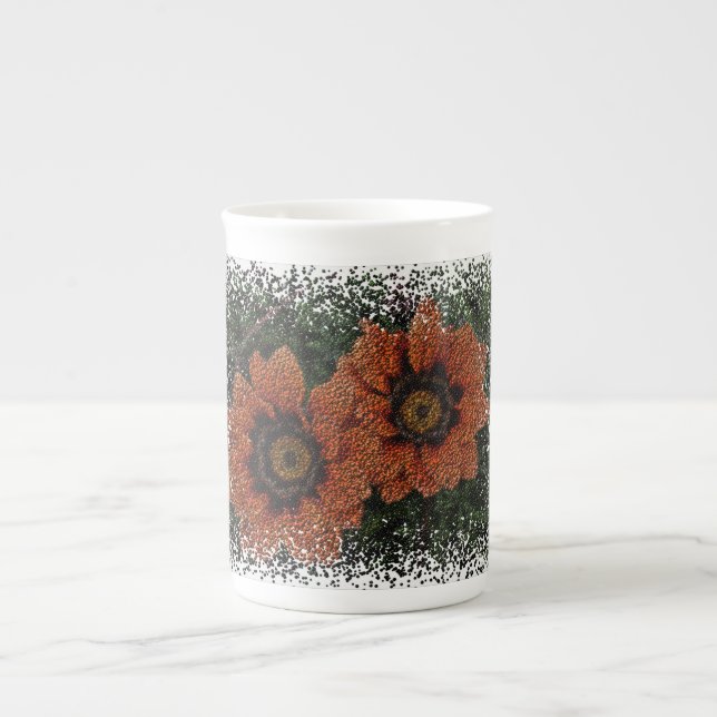 Orange Daisy Bollar Bone China Mugg Benporslin Mugg (Framsidan)