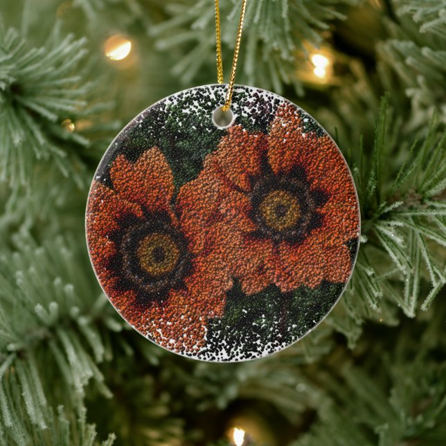 Orange Daisy Bollar keramisk Dekoration (Träd)