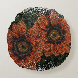 Orange Daisy Bollar Round Cushion Rund Kudde