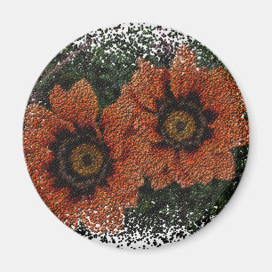 Orange Daisy Bollar Round Magnet