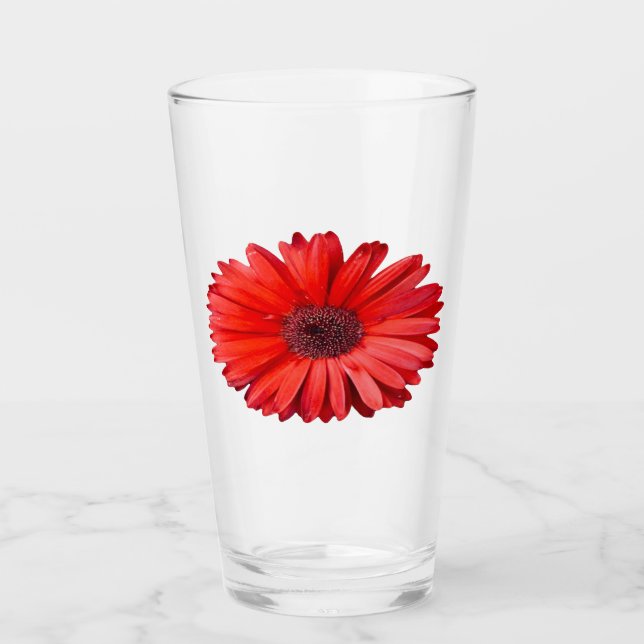 Orange Daisy Botaniskt Dricksglas Glaskopp (Framsida)