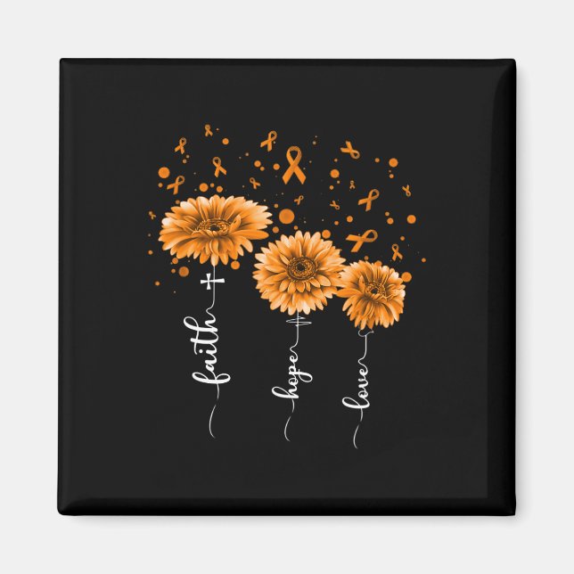 Orange Daisy Flower Leukemia Awareness Magnet (Framsidan)