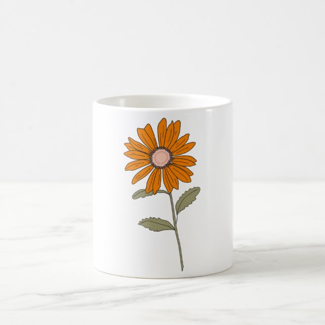 Orange Daisy Flower Mugg - Retro Blommigt Coffee K (Center)