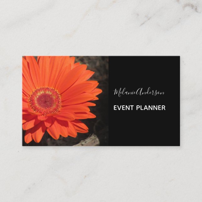 Orange Daisy Flower Photo Visitkort (Framsida)