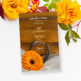 Orange Daisy Horseshoe Westernare Bröllop Menu