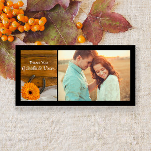 Orange Daisy Horseshoe Westernare Bröllop Tack Kort