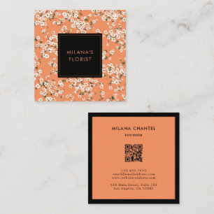 Orange Daisy Modern Trendig Blomma Florist Fyrkantigt Visitkort