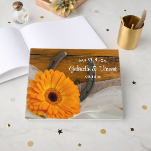 Orange Daisy och Horseshoe Westerna Bröllop Gästböcker