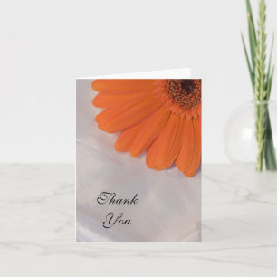 Orange Daisy och vit satatin Bröllop Tack Kort