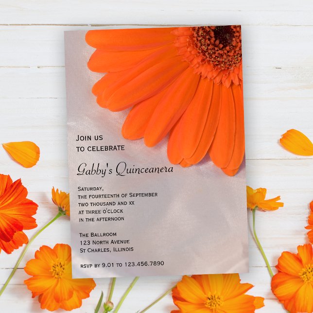 Orange Daisy om inbjudan till Quinceanera-parti fö (Skapare uppladdad)