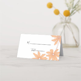 Orange Daisy på det vita Blommigten Bröllop Placeringskort
