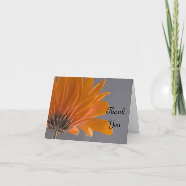 Orange Daisy på Grått Bröllop Bridesmaid Tack Kort (Framsida)
