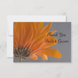 Orange Daisy på Grått Bröllop, flat Tackkort Anteckningskort